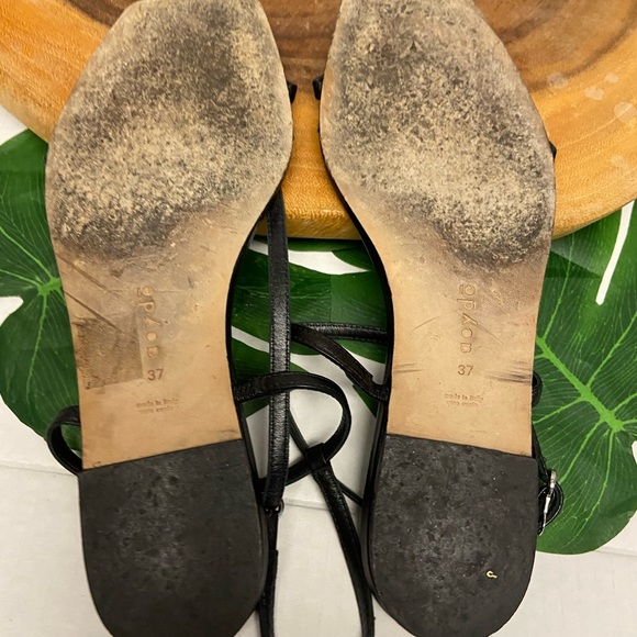 Aeyde Black Leather Ella Toe Post Sandals Sz:37 - Picture 7 of 8